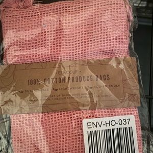 Set of 3 Pink 100% cotton produce bags